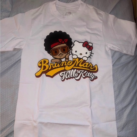 Sanrio White Tee with Bruno Mars and Hello Kitty Graphic - Picture 1 of 3